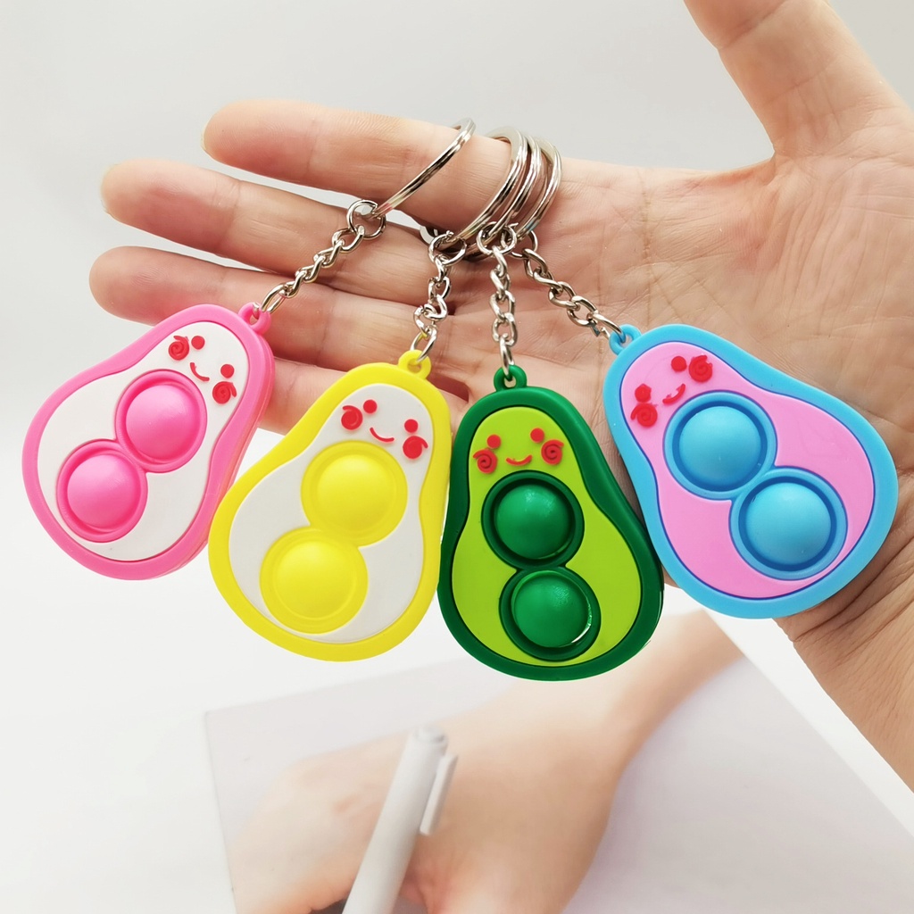 🍉Móc Khóa Hình Quả Bơ Pop-it Độc Đáo - Móc Chìa Khóa Bơ Mặt Cười DUASHOP