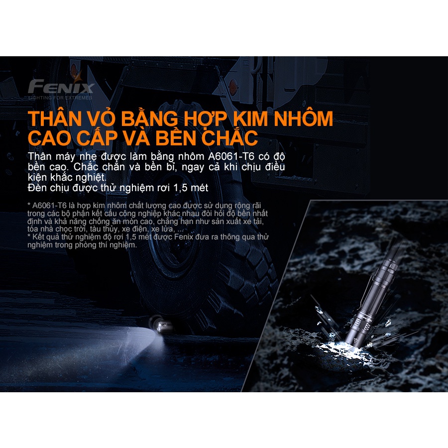 Đèn pin FENIX PD36 TAC độ sáng 3000 lumen chiếu xa 274m pin 21700 5000mAh  công tắc phản ứng nhanh