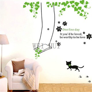Decal dán tường mèo xích đu