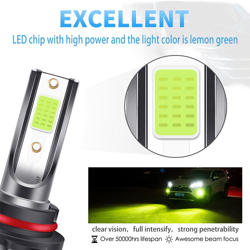 Set 2 bóng đèn SEAMETAL 881/ H27 5202 9005/ HB3 9006/ HB4 H11 P13W CSP chip 6000K LED cho đèn phá sương mù DRL xe hơi