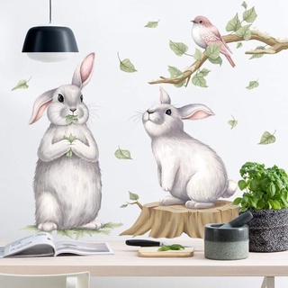 Decal dán tường Thỏ cặp cute