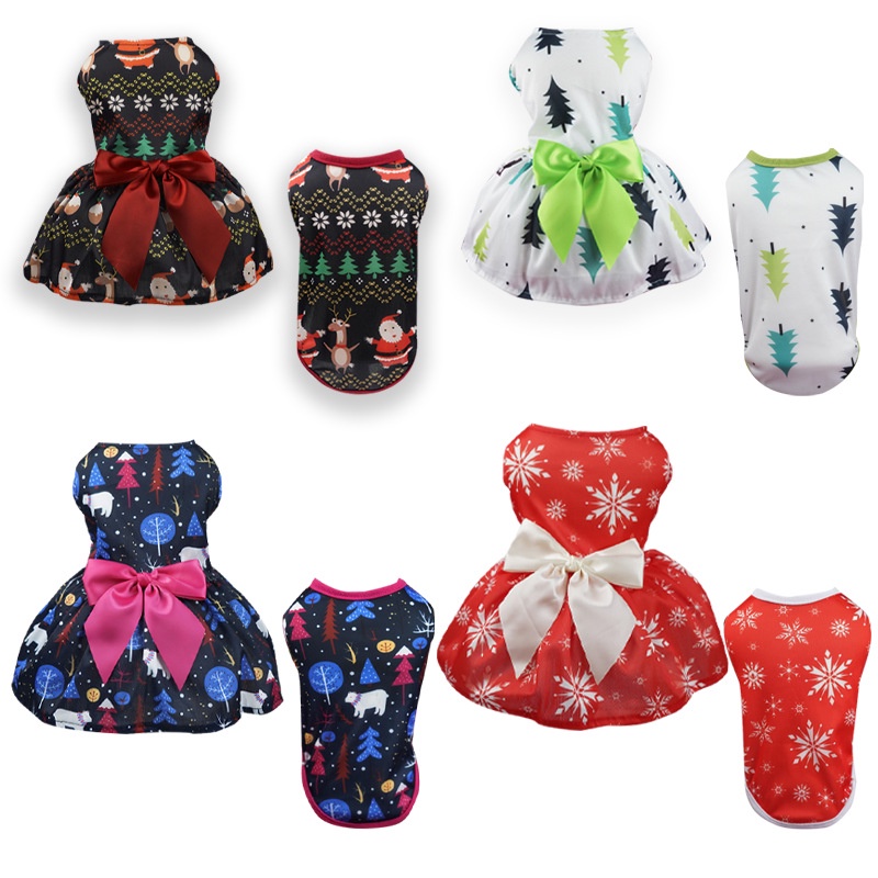 Đầm Cổ Tròn Hóa Trang Giáng Sinh Dễ Thương Cho Thú Cưng 27 Tuổi