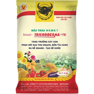 Phân bón hữu cơ vi sinh Đầu trâu HCMK7 hữu cơ Trichoderma + TE 5kg