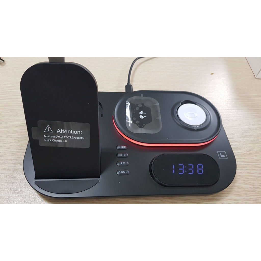 Đế sạc nhanh không dây 3 in 1 hỗ trợ sạc cho Smartphone Iphone, SamSung / Apple Airpods / Appe Watch Công suất 10W
