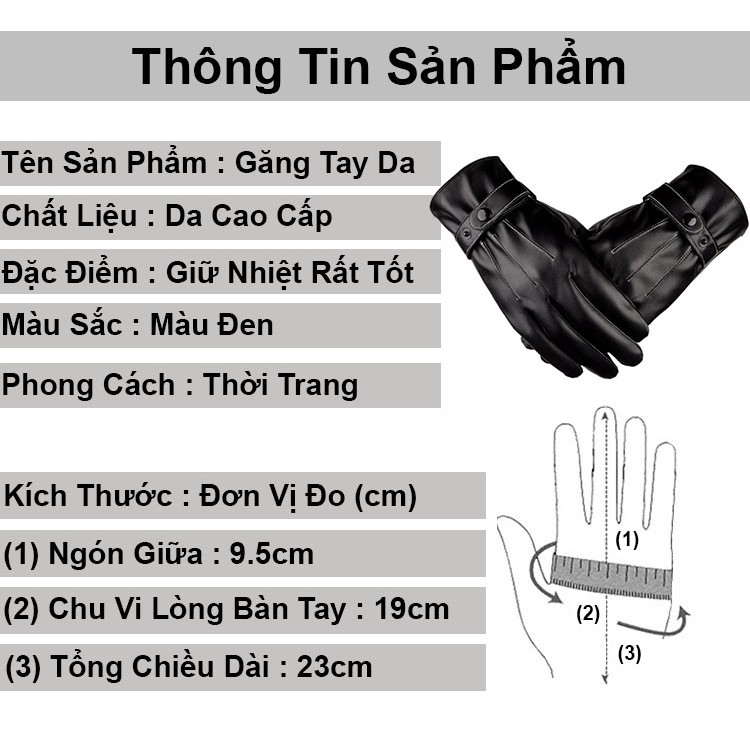 Găng tay da nam mùa đông lái xe siêu ấm lót nĩ bên trong cảm ứng điện thoại mượt mà GT35