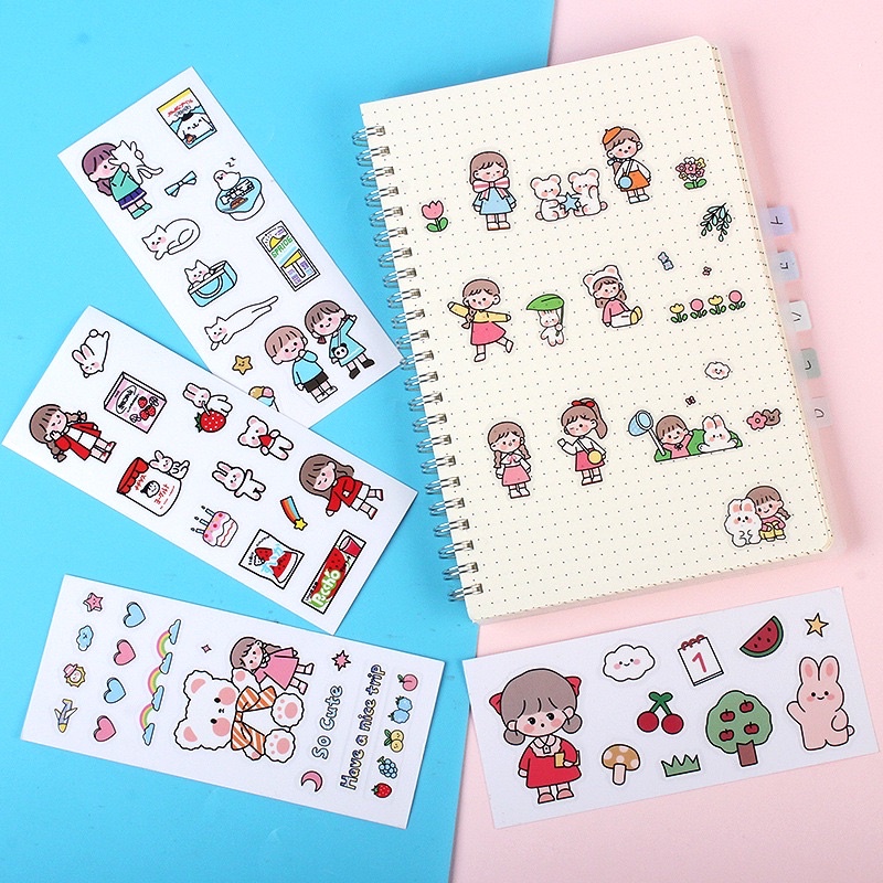 Sticker Dán Trang Trí Thủ Công Cho Điện Thoại/ Nhật Ký Hình Cô Bé Đáng Yêu - Văn Phòng Phẩm Sáng Tạo