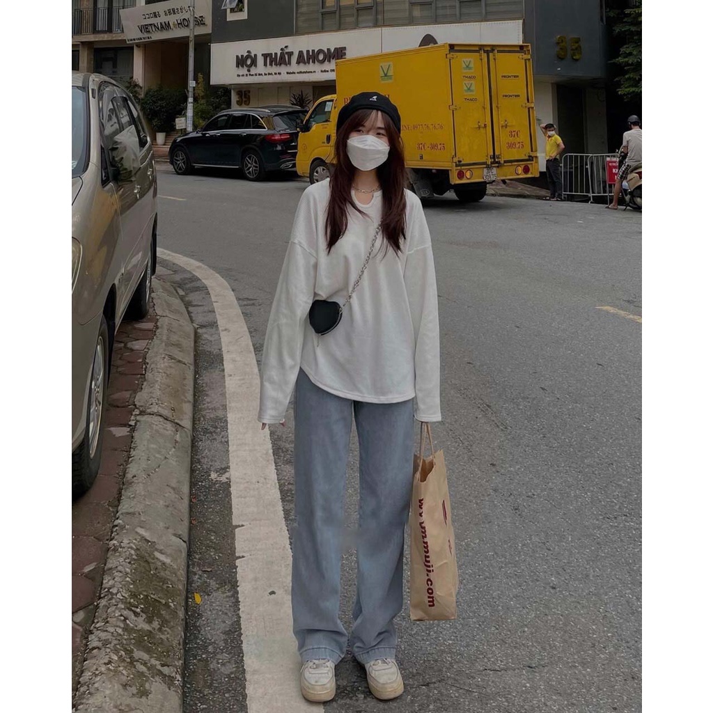 Áo Len Khoẹt Giọt Lệ nữ - Thun dài tay dáng rộng cổ V phong cách Hàn Quốc siêu xinh - HANHAN S | BigBuy360 - bigbuy360.vn