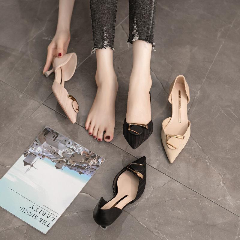 Giày Cao Gót Đế Thấp Khoét Rỗng Phong Cách Pháp Hàng Mới Dành Cho Bạn Nữ