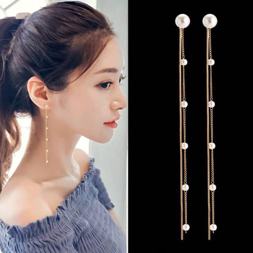 Hoa tai khuyên tai thả dáng dài đính đá xinh xắn - Mã HT030 The Collar Box