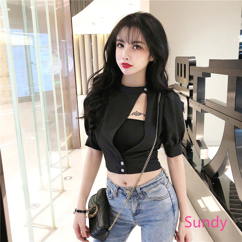 Áo Croptop Ngắn Tay Thời Trang Mùa Hè Trẻ Trung Dành Cho Phái Nữ