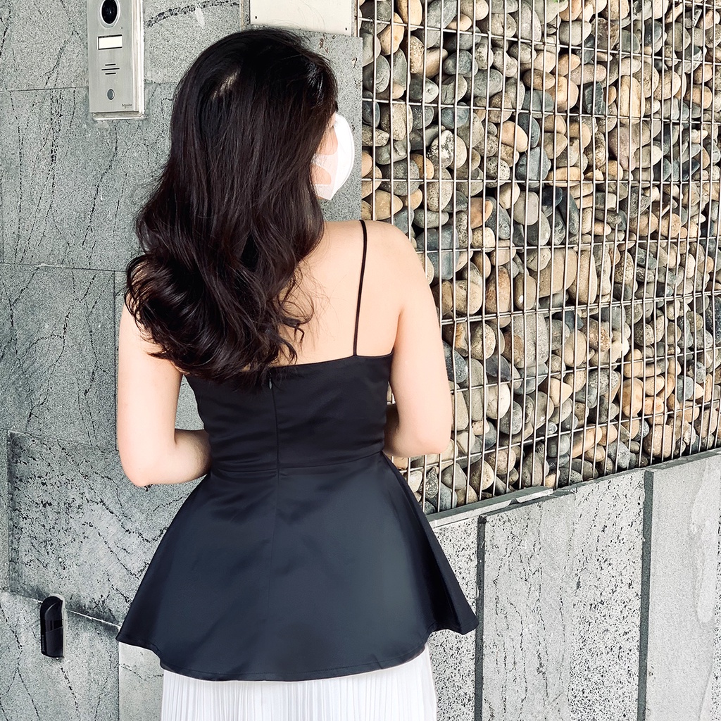 Áo hai dây QUEEN dáng xòe, chất tafta siêu hack dáng, 2 màu cơ bản - KAYLIN TOP QT001