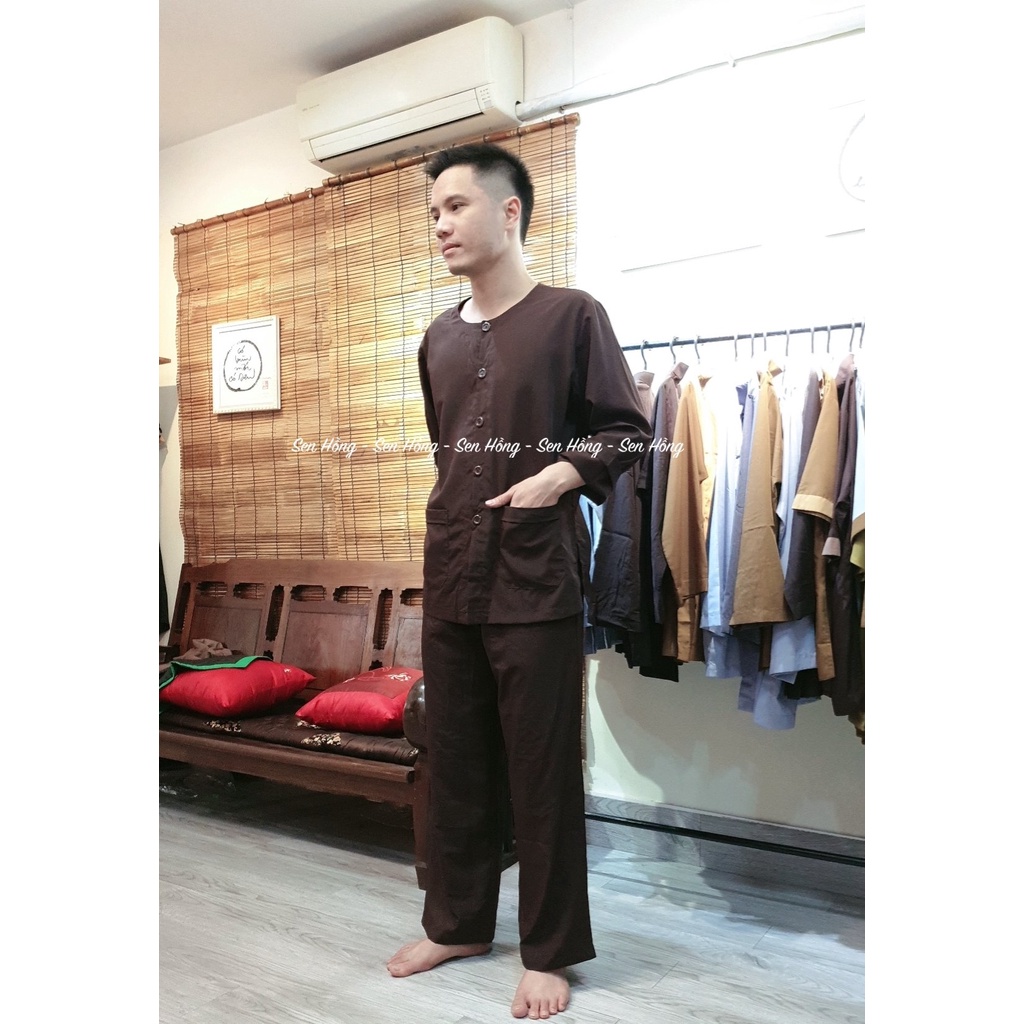 BỘ ĐỒ ĐI LỄ TRUYỀN THỐNG MÀU NÂU # bộ đồ lam đi chùa đi chơi # bà ba xưa giản dị vải kate mát mịn dáng xuông B16 NÂU
