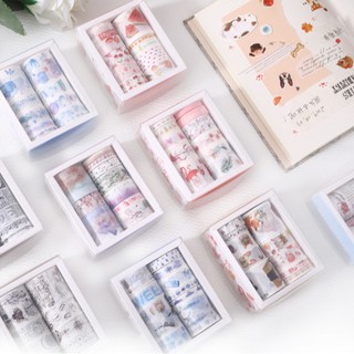 Hộp 10 cuộn Washi Tape Vintage Trang Trí sổ tay, planner