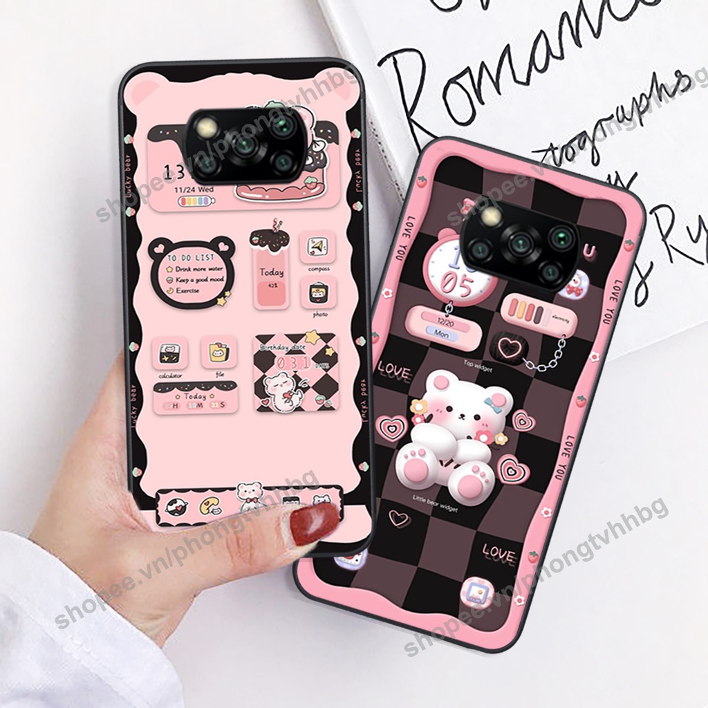 Ốp lưng Xiaomi Poco X3 / Poco X3 Pro gấu,thỏ trắng , đồng hồ dễ thương cute cực đẹp
