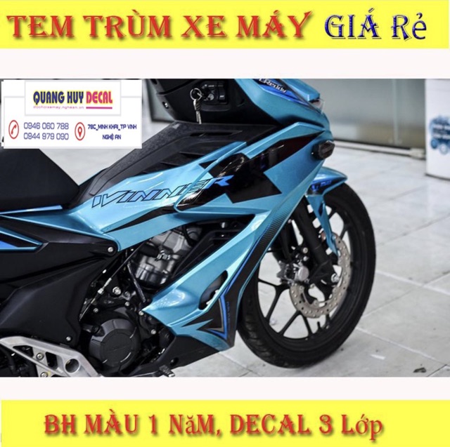 Tem trùm Winner X xanh ngọc đen, độ team dán phủ decal xe máy giá rẻ đẹp