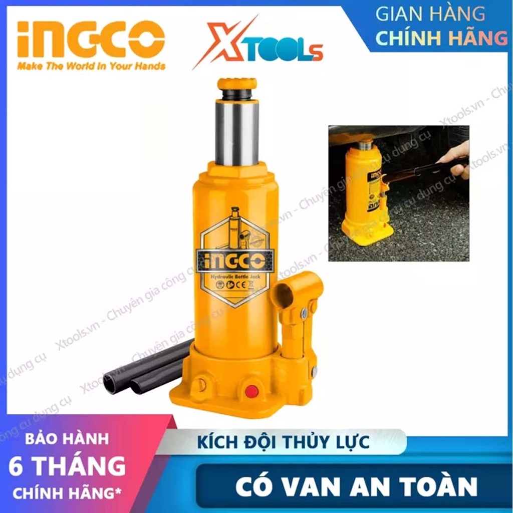 Kích đội thủy lực INGCO 2-12 tấn | Con đội thủy lực có van an toàn, kích thủy lực nâng ô tô công nghiệp [XTOOLS]