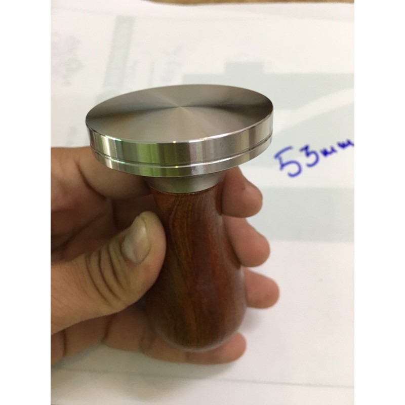 Tamper 53mm Tay Nén Cà phê Inox cán gỗ 53mm