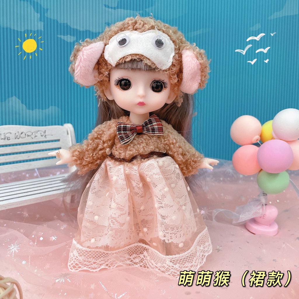 Bộ Búp Bê Công Chúa Mặc Đầm Xinh Xắn Kích Thước 17Cm 1:8