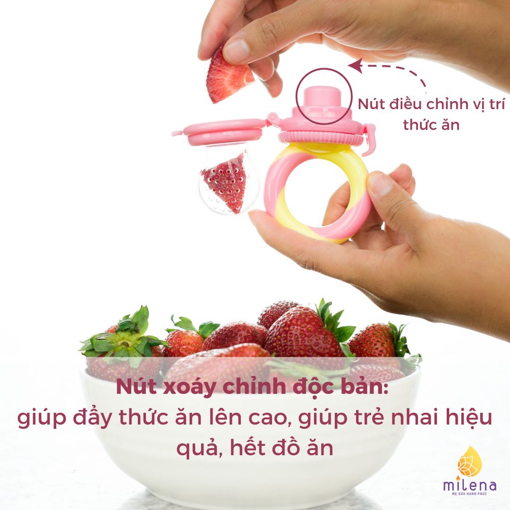 Túi nhai ăn dặm cho bé kích thích ngon miệng NatureBond chống hóc độc quyền chính hãng gồm 6 Núm  4-12 tháng