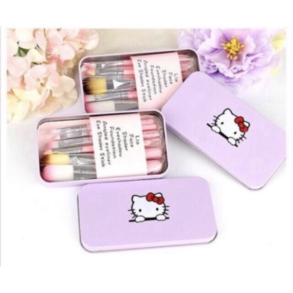 Bộ cọ trang điểm 𝑭𝒓𝒆𝒆𝒔𝒉𝒊𝒑 Bộ trang điểm 7 in 1 Hello Kitty dễ thương