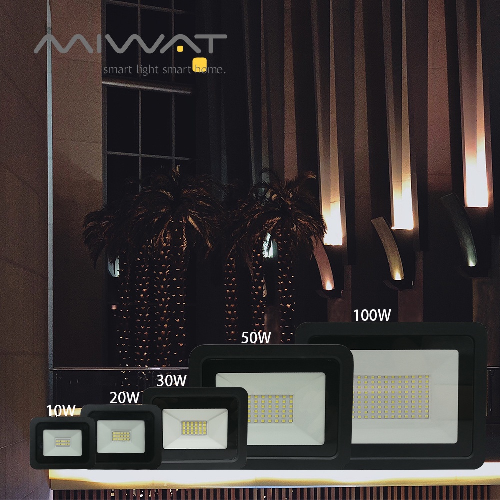 MIWAT Đèn Pha Led Ngoài Trời 10W 20W 30W 50W 100W siêu sáng đèn an ninh IP68 Đèn chiếu điểm chống nước cho bãi đậu xe sân vườn sân chơi