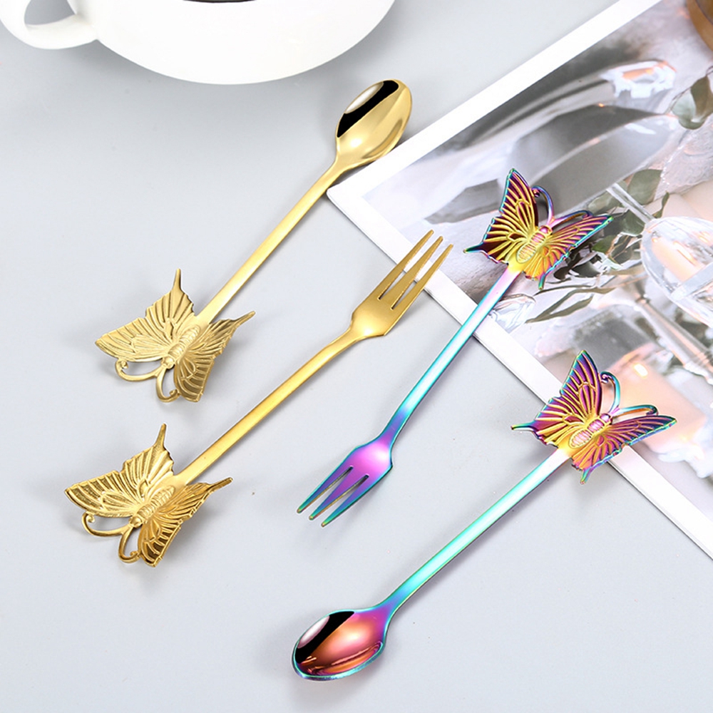 EPOCH 1 Muỗng Cà Phê Hình Bướm Bằng Thép Không Gỉ Nhiều Màu