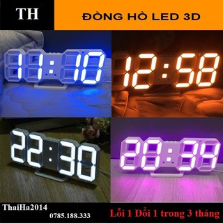 Mua   6 Màu Led   Đồng hồ LED 3D Smart Clock treo tường  để bàn. Đồng hồ kĩ thuật số