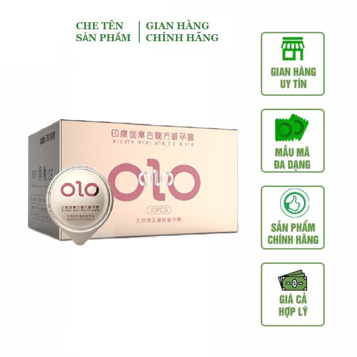 Bao cao su OLO 0.01 gân gai nhiều gel bôi trơn kéo dài thời gian hộp 10 chiếc