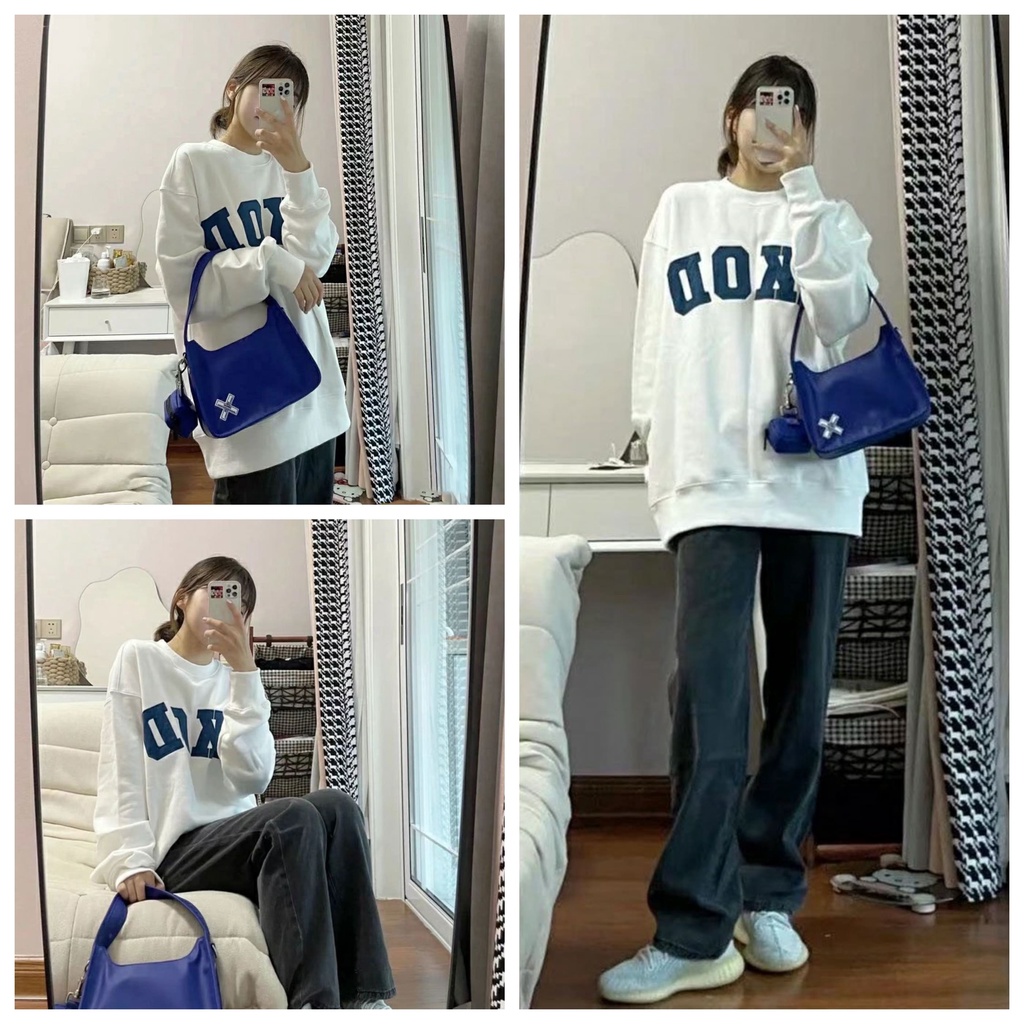 Áo sweater nỉ chân cua Lkod Unisex - Thun dài tay phồng form rộng kiểu dáng basic đường phố hàn quốc