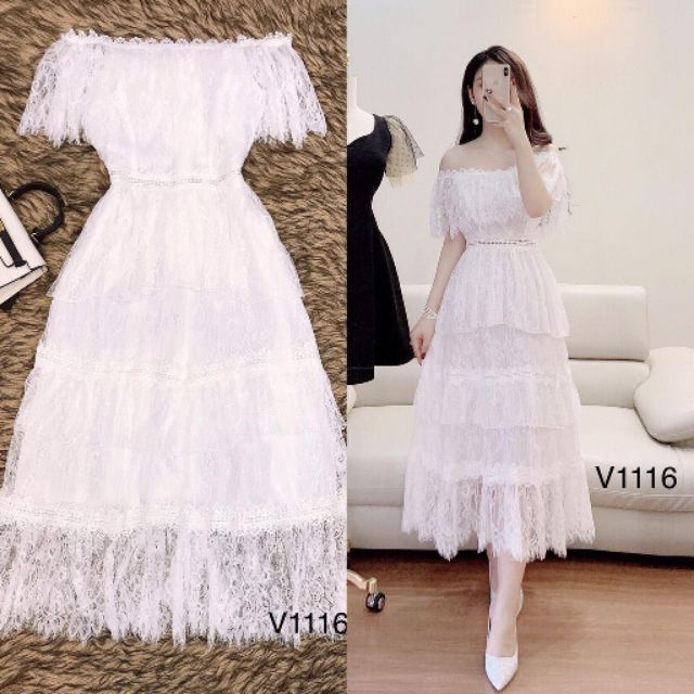 Váy ren trắng cao cấp (chat chọn size)