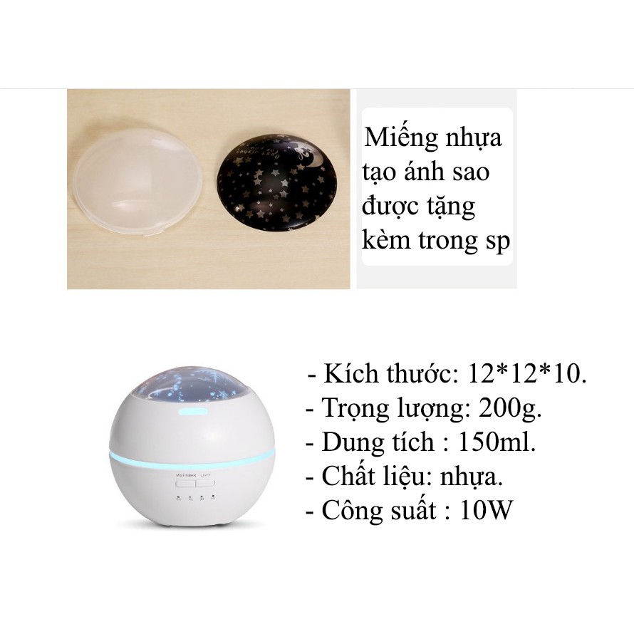 Máy khuếch tán tinh dầu tròn sao đen dung tích 150ml có chế độ hẹn giờ