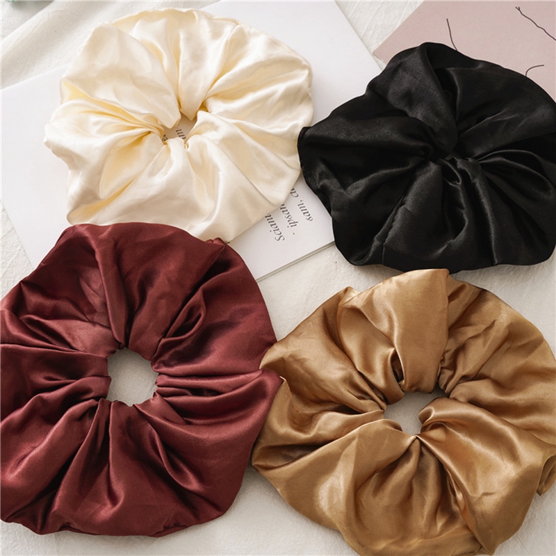 Chun buộc tóc vải lụa mềm có độ co giãn tốt thiết kế xinh xắn cho nữ Hair Scrunchies