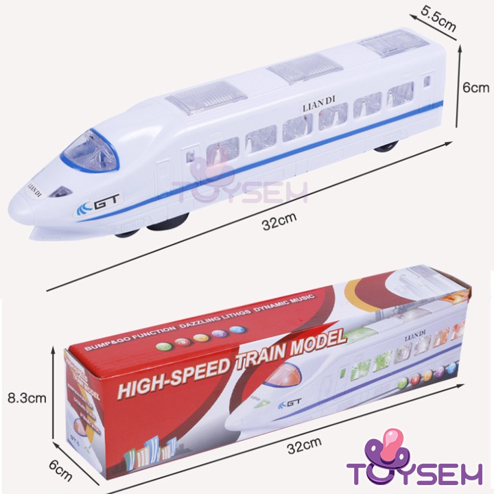 Đồ chơi trẻ em mô hình tàu hỏa cao tốc Toysem có đèn và nhạc - Quà tặng sinh nhật cho bé