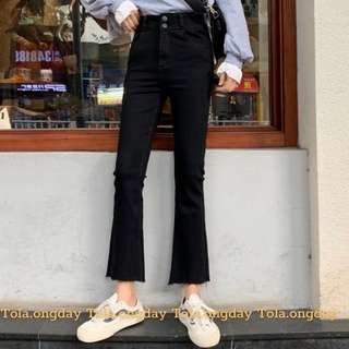 Quần jean đen ống loe - skinny jean ống loe cạp cao