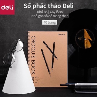 Sổ 100gsm / 110gsm vẽ phác thảo deli 40 trang - gáy lò xo - khổ ngang a4/b5 - 7696 / 7697 / 73632
