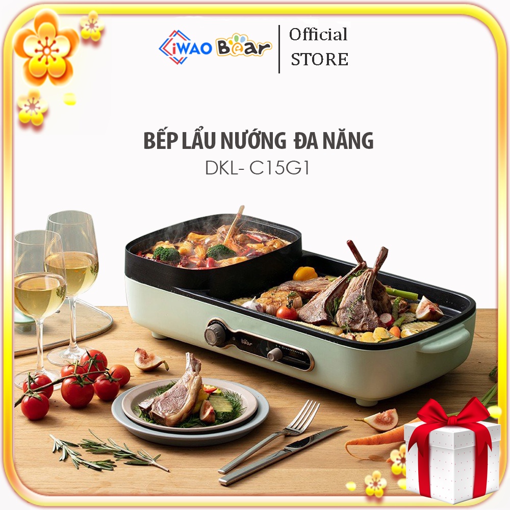 Bếp Lẩu Nướng Đa Năng Công suất 1600W Bear DKL-C15G1 Chính Hãng Bảo Hành 18 Tháng