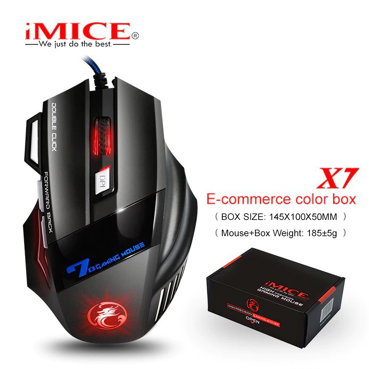 Chuột quang chơi game có dây imice và đèn LED 2400dpi