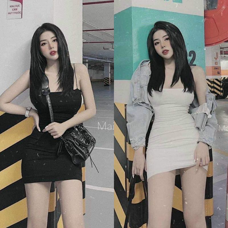 Váy body 2 dây chất đẹp ( hình thật tự chụp )