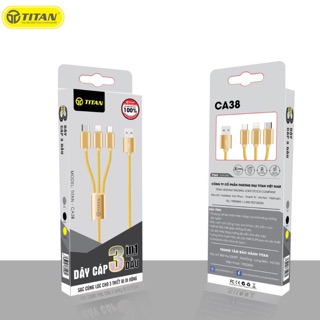 Cáp 3 đầu lightning + micro + type c titan - ca38