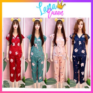 Đồ bộ cánh dơi mặc nhà 🌺 bộ đồ ngủ lụa nữ pijama quần dài dễ thương chất satin cao cấp siêu đẹp  - TNQD03 LANA QUEEN