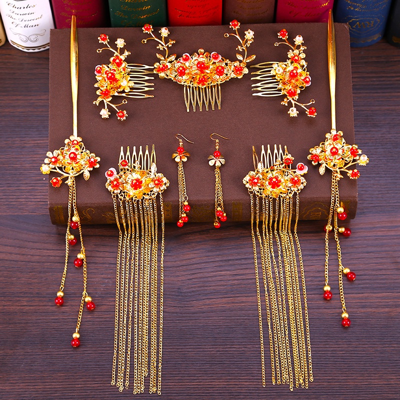 Trâm Cài Tóc Phối Tua Rua Phong Cách Trung Hoa Cổ Điển Cho Cô Dâu