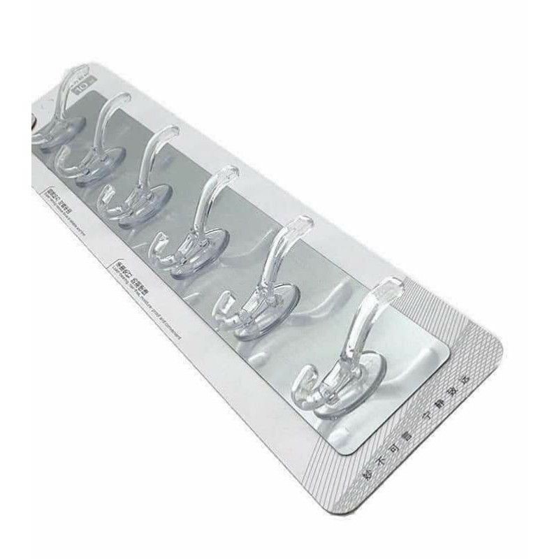 THANH 6 MÓC DÁN TƯỜNG BẢNG INOX MÓC NHỰA SIÊU CHẮC