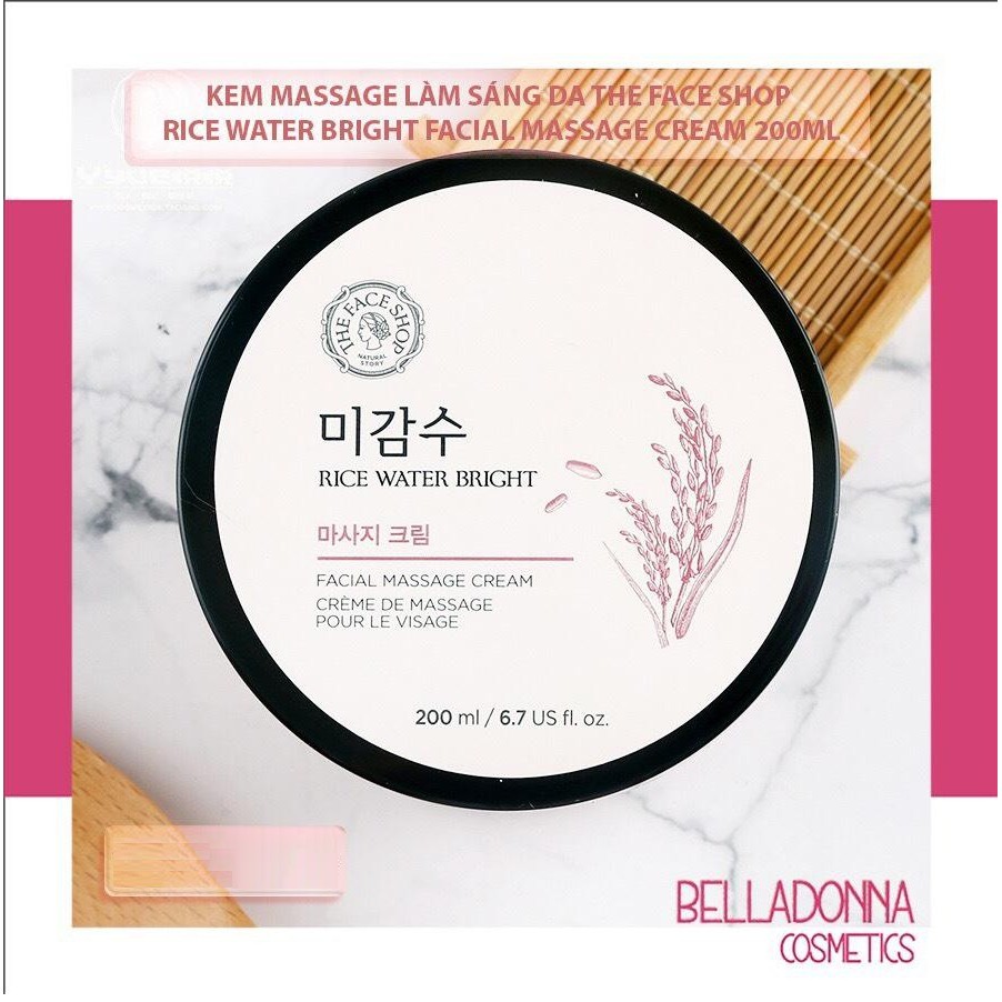 [Có Mã Giảm Giá, Chuẩn Auth] Kem Massage Làm Sáng Da Rice Water Bright Facial Massage Cream The Face Shop 200ml