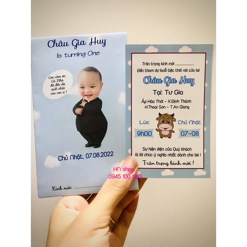 (Thiệp to 11x17) Set 10 Thiệp mời sinh nhật ghép hình và in nội dung theo yêu cầu