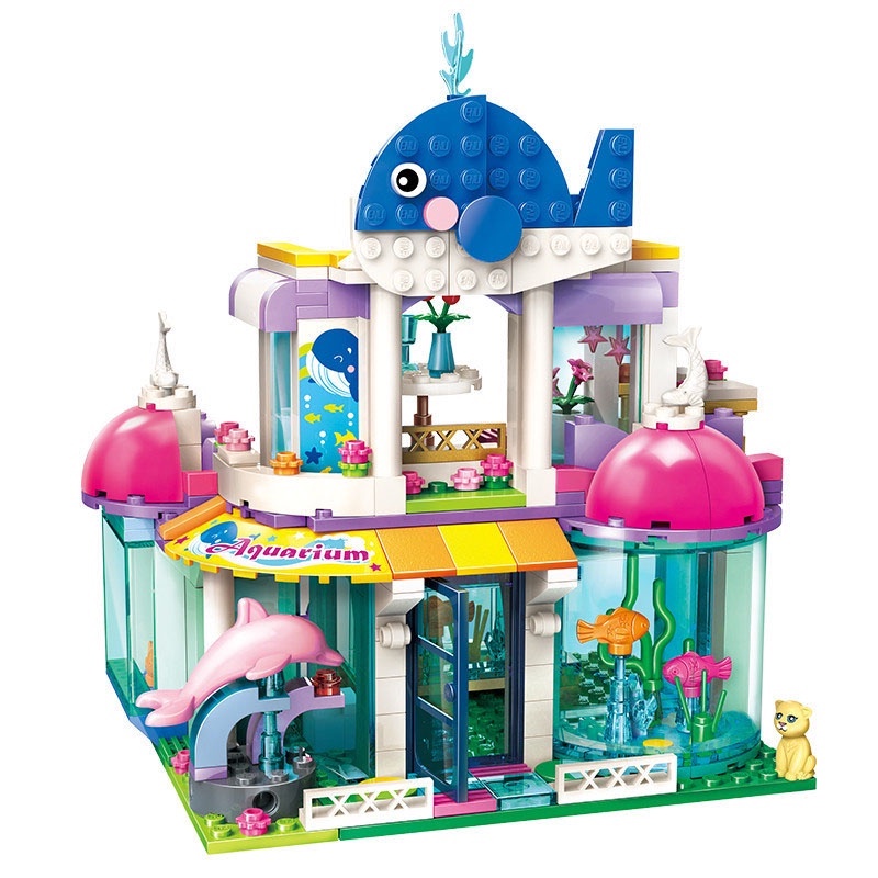 (sẵn hàng) Đồ chơi xếp hình lắp ghép Lego bé gái bé trai thuỷ cung cá voi 327 chi tiết Qman 2012