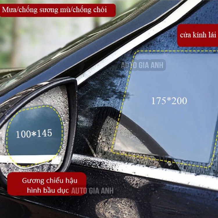 Miếng dán chống mờ kính gương chiếu hậu xe hơi xe ô tô kháng nước chống mờ kính tặng kèm phụ kiện dán khi mua bộ 4 miếng