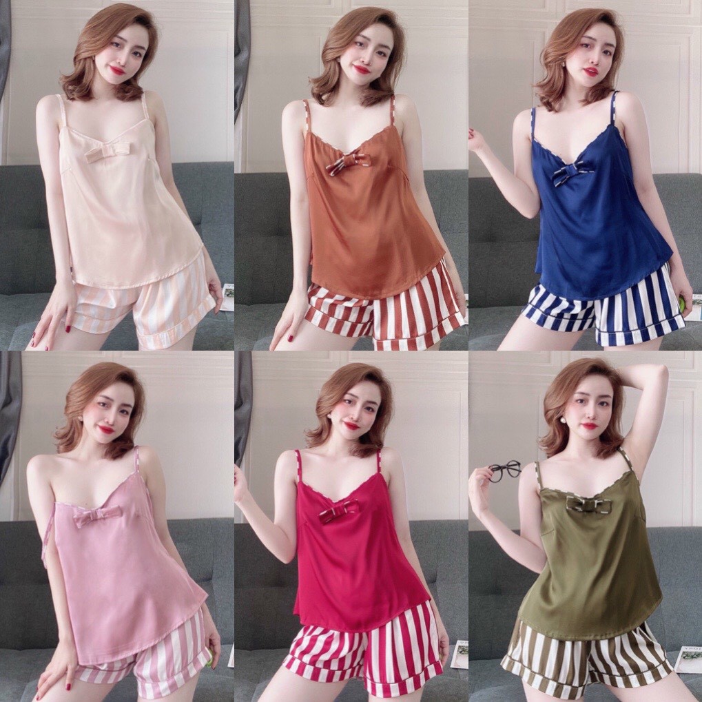 ĐỒ NGỦ MẶC NHÀ - PIJAMA CAO CẤP ÁO 2 DÂY BÈO TẦNG QUẦN NGẮN GỢI CẢM | BigBuy360 - bigbuy360.vn