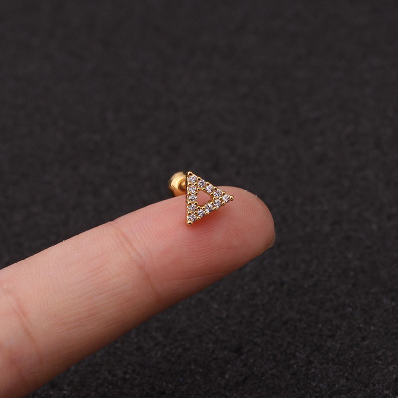 1 Khuyên Xỏ Tai Thép Không Gỉ Đính Đá zircon Hình Xương Cá Nhân Hóa Cho Nữ