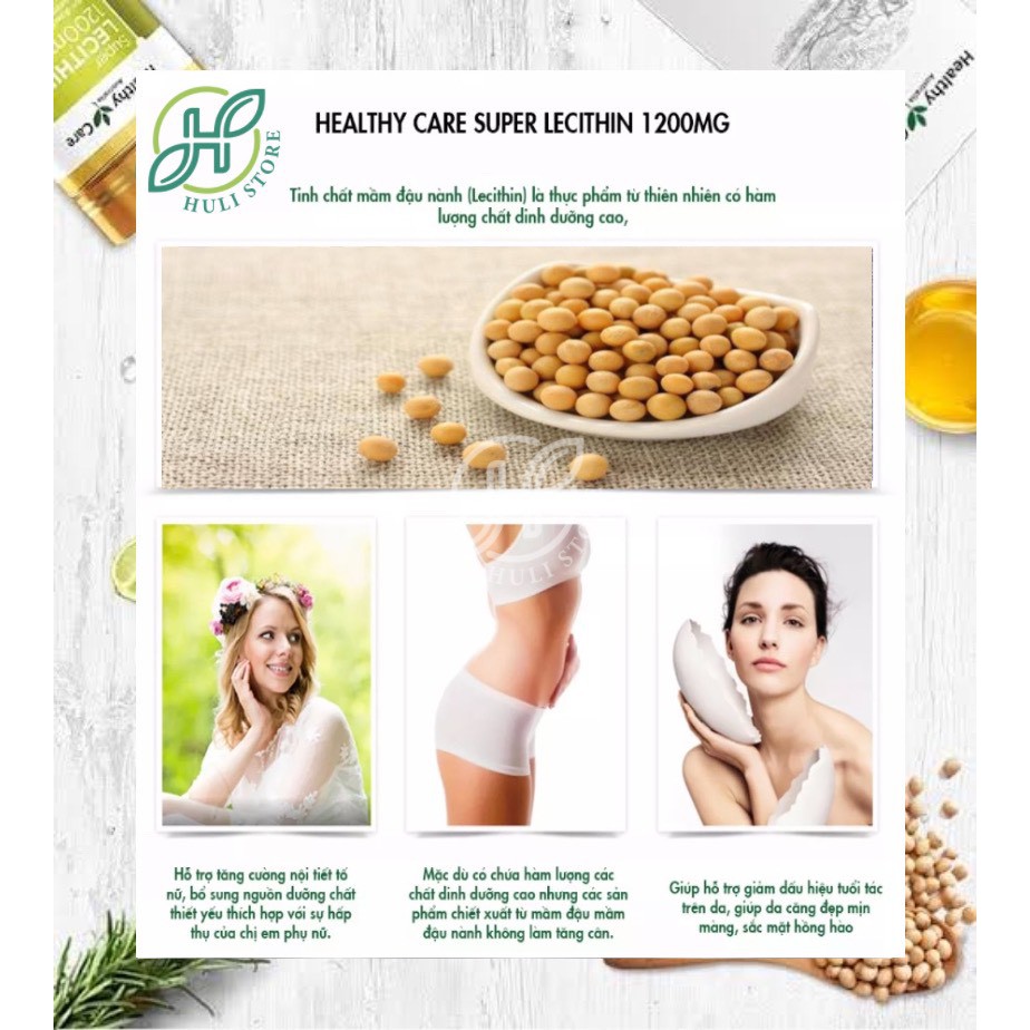 Mầm đậu nành Healthy Care Super Lecithin 1200mg 100 Viên