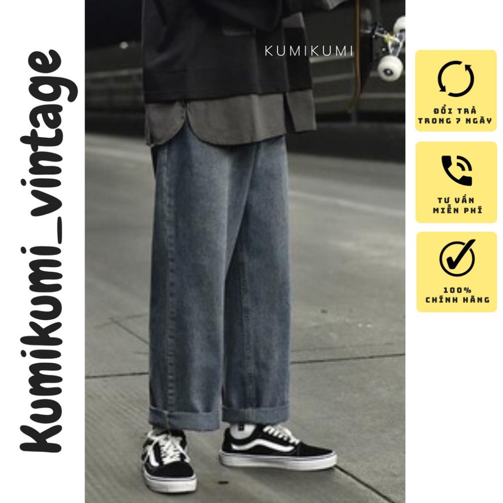 Quần baggy jean ống rộng BEST SELLER - quần bò nam nữ ống suông siêu rộng -Q0- cam kết Giặt không phai màu !